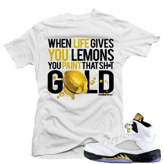 Match Olympic 5 Jordan Retro| Paint it Gold |White T shirt