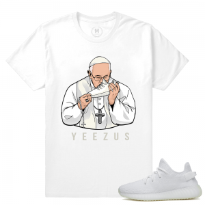 Match Yeezy Boost 350 V2 Cream White | Pope Yeezus | White T shirt