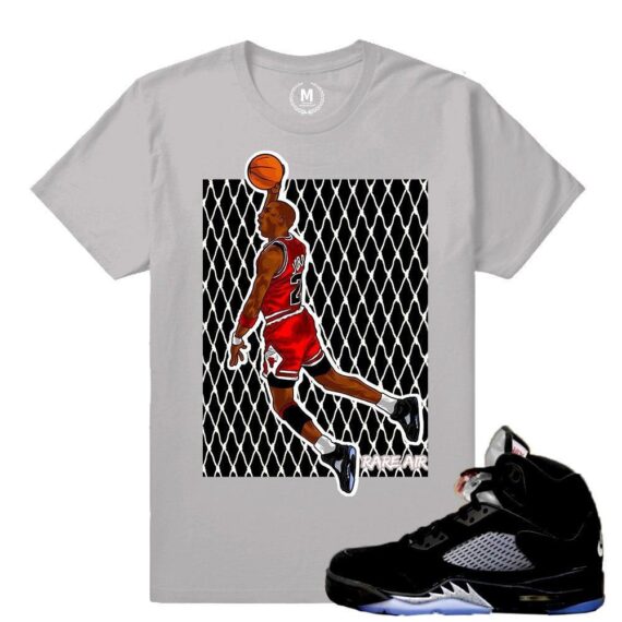 Match Jordan 5 Black Metallic OG | Rare Air in the 5s| Grey T shirt