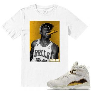 Match Jordan 8 Championship Pack Trophy 8s | Gold Cigar | White T shirt