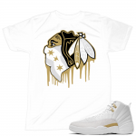 Match OVO 12 Jordan Retro | Black Hawks Drip | White T shirt