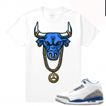 Match Jordan 3 True Blue OG | OG Bull | White T shirt