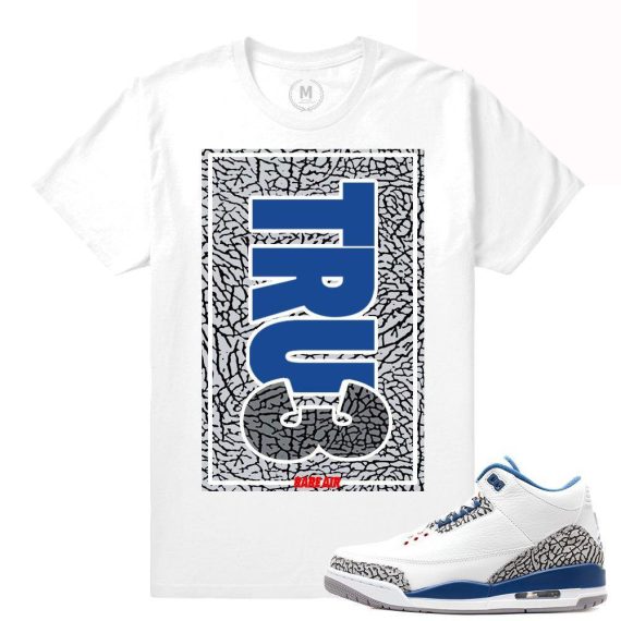 Match Jordan 3 True Blue OG | Rare Air True Print | White T shirt