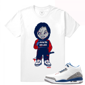 Match Jordan 3 True Blue OG | Chucky Killing Shoe Game | White T shirt