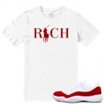 Match Varsity Red 11 lows Jordan Retros | Country Club Rich | White T shirt