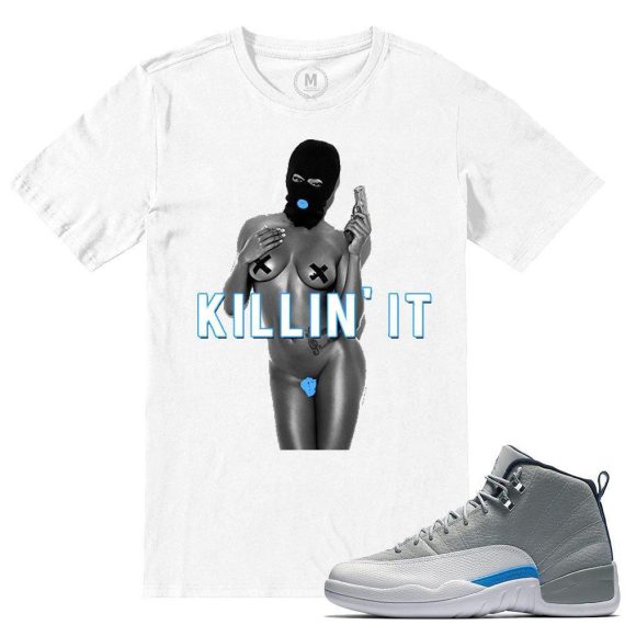 Match Wolf Grey 12 Jordan Retros | Killin It | White T shirt