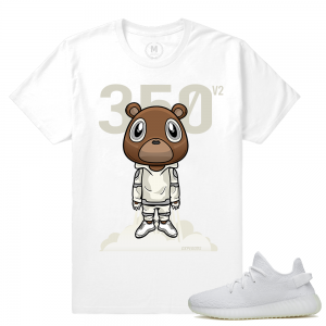 Match Yeezy Boost 350 V2 Cream White | Yeezy Boost Bear | White T shirt