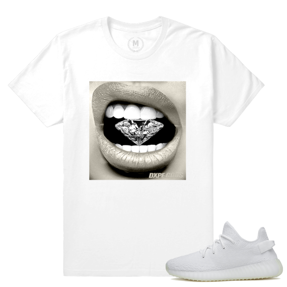 Match Yeezy Boost 350 V2 Cream White | Diamond Lips | White T shirt