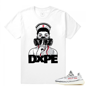 Yeezy Boost 350 V2 Zebra -Dxpe Gods War Nurse Matching Shirt - White