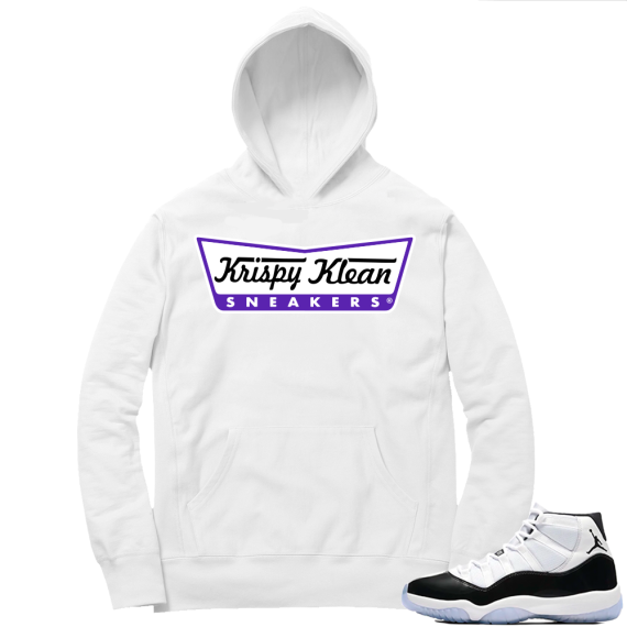 Jordan 11 Concord | Krispy Klean Sneakers | White Hoodie