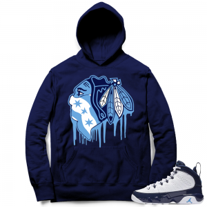 Jordan 9 UNC | Black Hawks Drip | Navy Hoodie