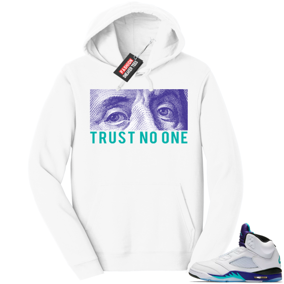 Air Jordan Retro 5 Hoodie Grape 5 | Trust No One | White Hoodie