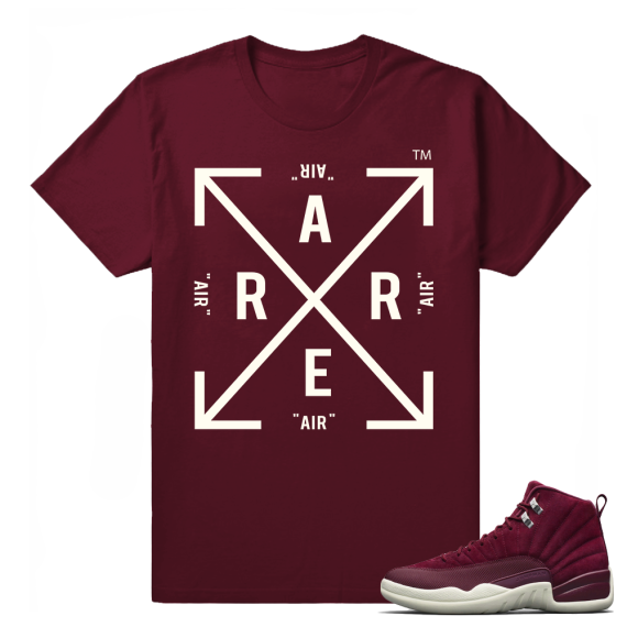 Air jordan Retro 12 Sneaker tees Bordeaux 'Rare Air Box Arrows' T shirt Maroon