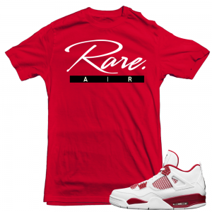 Air Jordan 4 Alternate 89 Sneakers match 'Rare Air Script' t shirt| Red T shirt