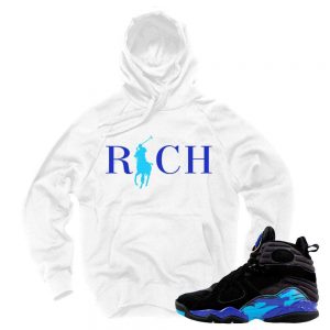 Aqua 8s Hoodie to match 'Country Club Rich' White Hoodie