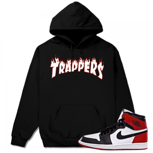 Match Jordan 1 Black Toe | Trappers Flame Logo | Black Hoodie