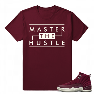 Bordeaux 12 Jordan Retro T shirt 'Master the Hustle' T shirt Maroon