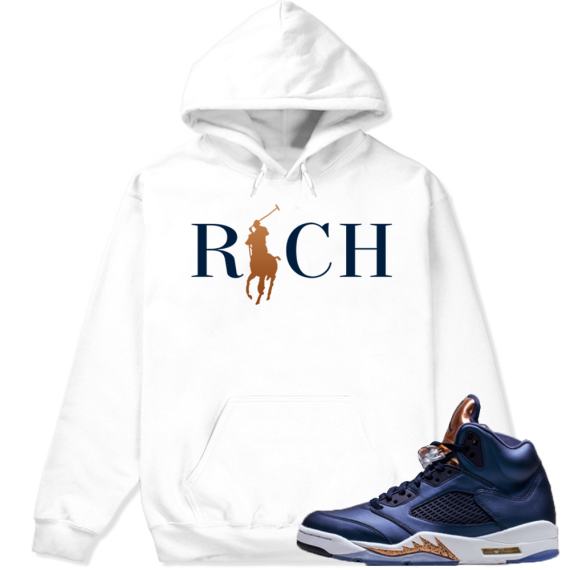 Air Jordan 5 Bronze Match Sneaker Tee | Country Club Rich | White Hoodie