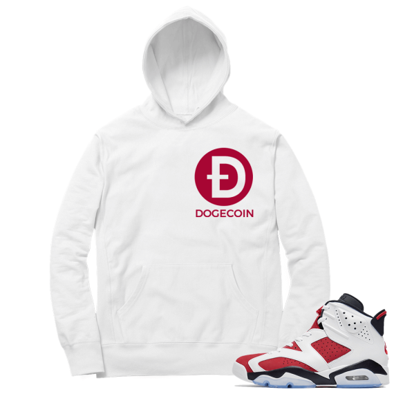 Carmine 6 Hoodie - White Doge Coin