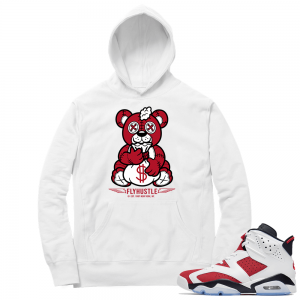 Carmine 6 Hoodie - White Fly Hustle Bear