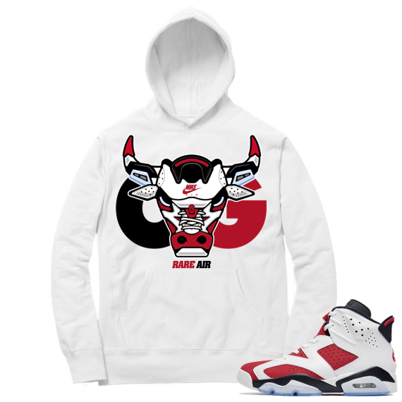 Carmine 6 Hoodie - White OG Rare Air bull