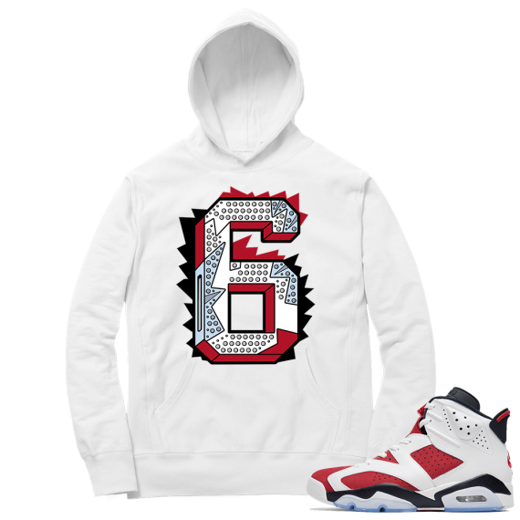 Carmine 6 Hoodie - White Retro 6