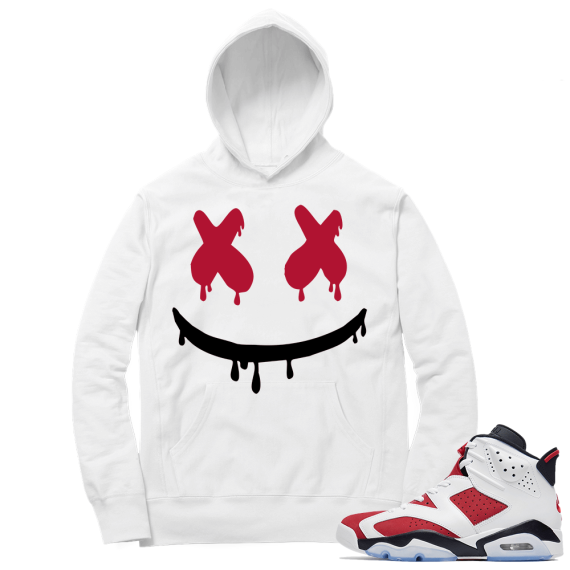 Carmine 6 Hoodie - White Smiley Drip