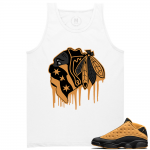 Match Air Jordan 13 Chutney | Black Hawks Drip | White Tank Tee