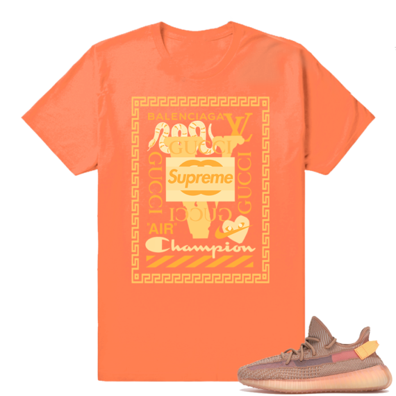 Yeezy 350 Clay | Luxury Mashup | Hyper Orange Shirt