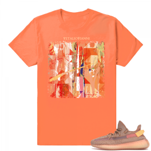 Yeezy 350 Clay | Abstract Painting | Hyper Orange Shirt