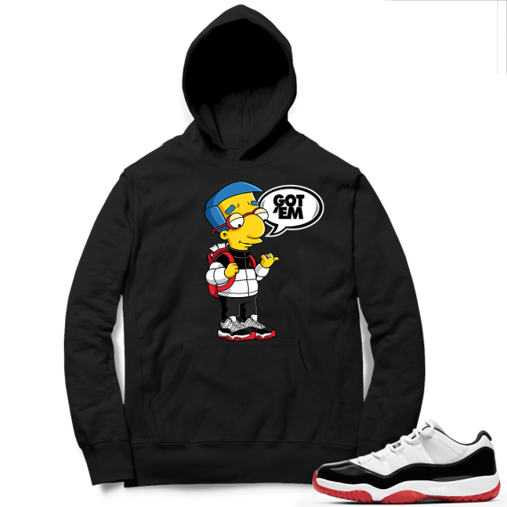 Concord Bred 11 Low Sneaker Hoodie - Black - Millhouse Got EM