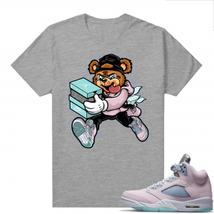 Easter 5s Regal Pink Shirts - Heather Grey Bear Sneaker Heist