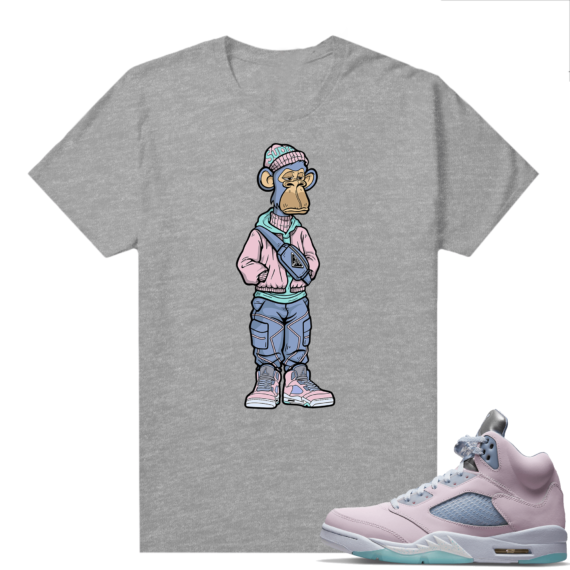 Easter 5s Regal Pink Shirts - Heather Grey Bored Ape Sneakerhead