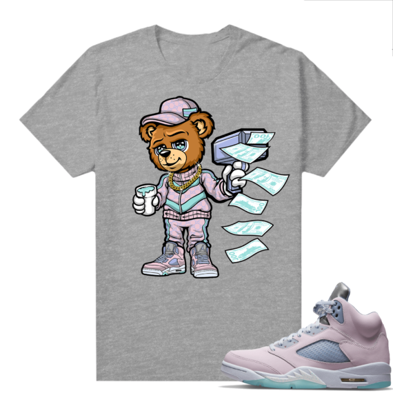 Easter 5s Regal Pink Shirts - Heather Grey Cash Cannon Bear