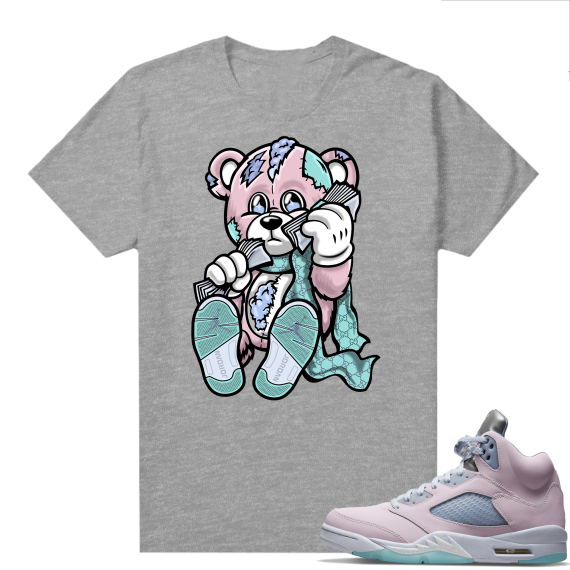 Easter 5s Regal Pink Shirts - Heather Grey Designer Bear