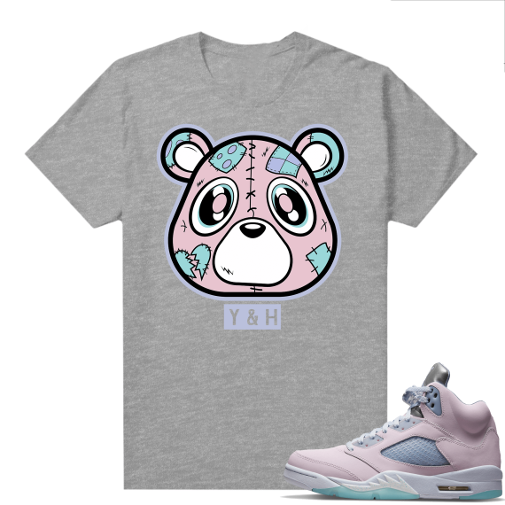 Easter 5s Regal Pink Shirts - Heather Grey Heartless Bear