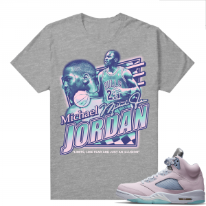 Easter 5s Regal Pink Shirts - Heather Grey MJ Illusions