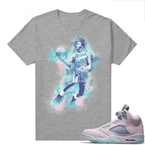 Easter 5s Regal Pink Shirts - Heather Grey MJ Watercolor