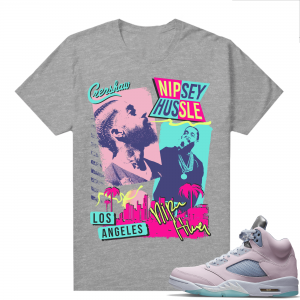 Easter 5s Regal Pink Shirts - Heather Grey Nipsey 80s