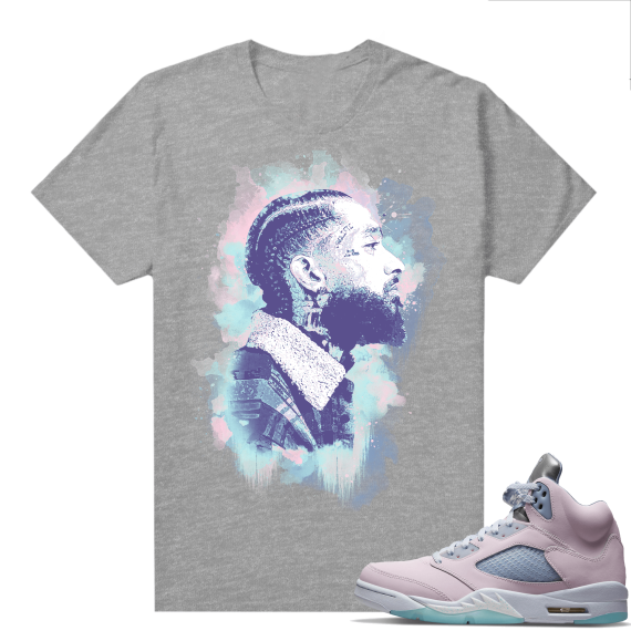 Easter 5s Regal Pink Shirts - Heather Grey Nipsey Watercolor