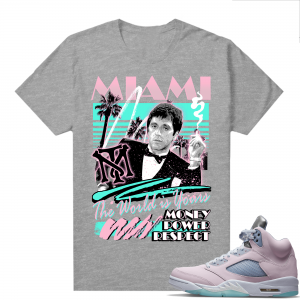 Easter 5s Regal Pink Shirts - Heather Grey Tony Montana