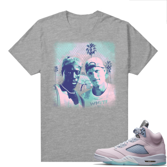 Easter 5s Regal Pink Shirts - Heather Grey White Man Can’t Jump