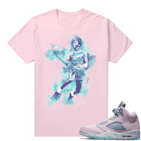 Easter 5s Regal Pink Shirts - Pink MJ Watercolor