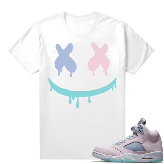 Easter 5s Regal Pink Shirts - White Smiley Drip