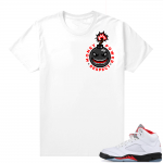 Fire Red 5s sneaker tees White - MPR Bomb