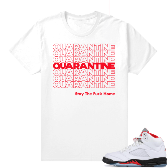 Fire Red 5s sneaker tees White - Quarantine