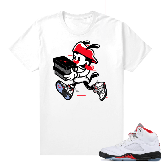 Fire Red 5s sneaker tees White - Double Up