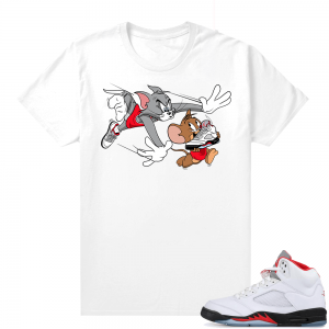 Fire Red 5s sneaker tees White - Finesse