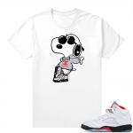 Fire Red 5s sneaker tees White - Fly Snoopy