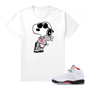 Fire Red 5s sneaker tees White - Fly Snoopy